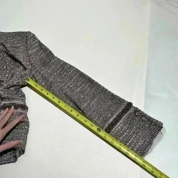 VTG St. John Metallic Tweed Silver Purple Beaded Rhinestone Lace Blazer - Picture 8 of 12